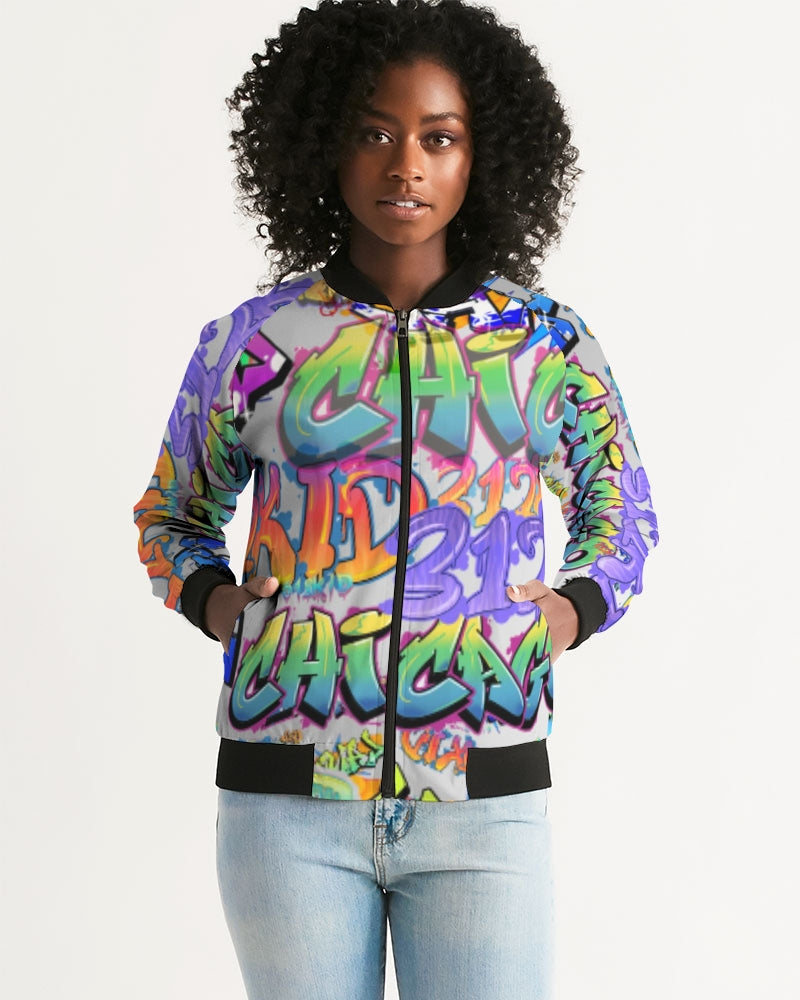 KC3 Kids Women's All-Over Print Bomber Jacket