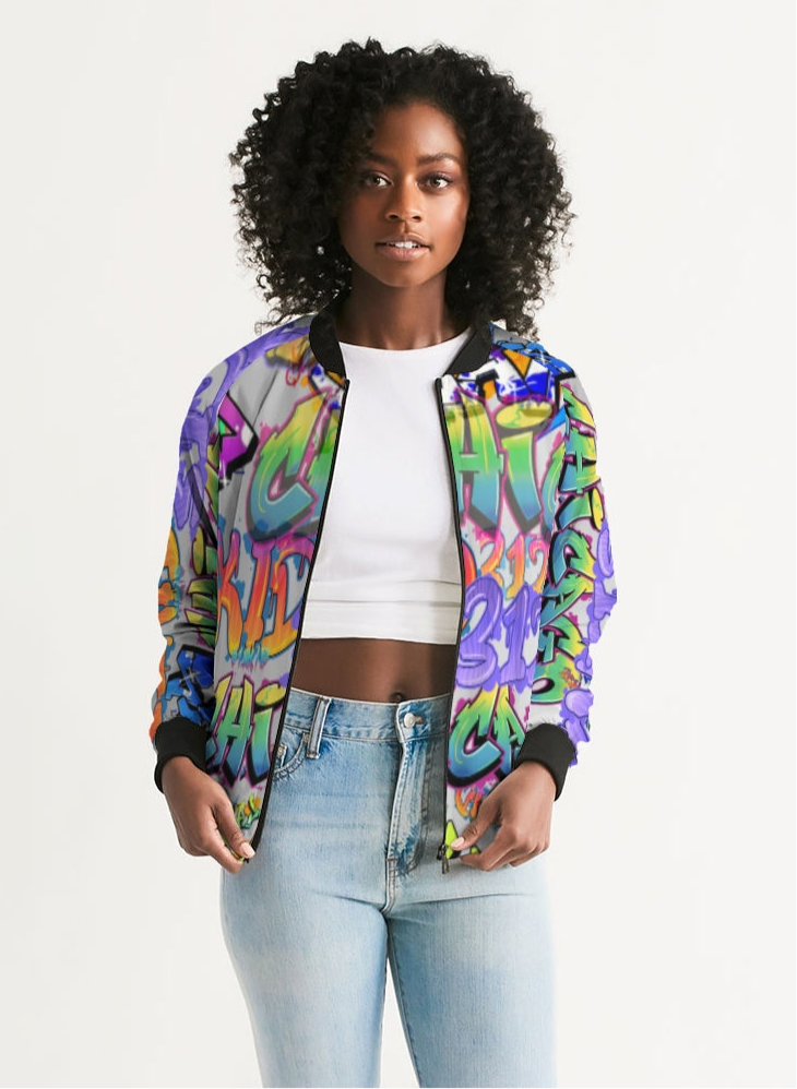 KC3 Kids Women's All-Over Print Bomber Jacket